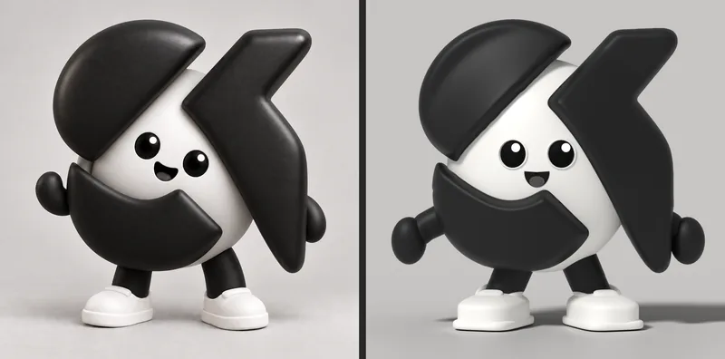 The concept on the left and ONKA as built on the right, side by side.
