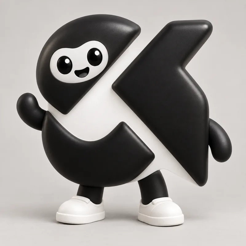 The ONKA mark as a character: its three black pieces form his body, with a face, arms and white shoes.