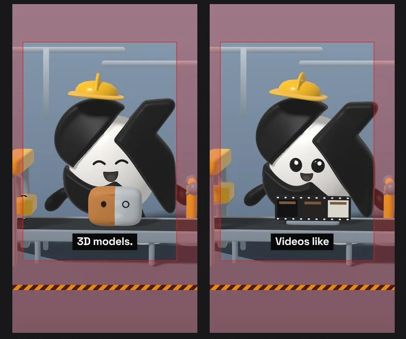 Two storyboard frames of ONKA in a yellow hard hat in a factory.